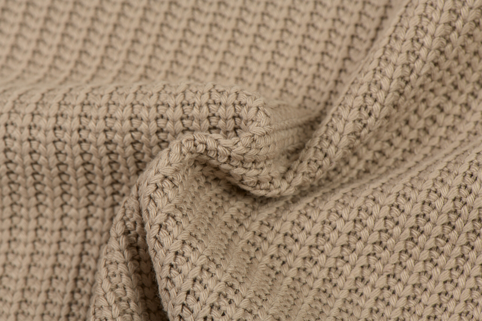 Gebreide stof, Big Knit Cable Donker Beige