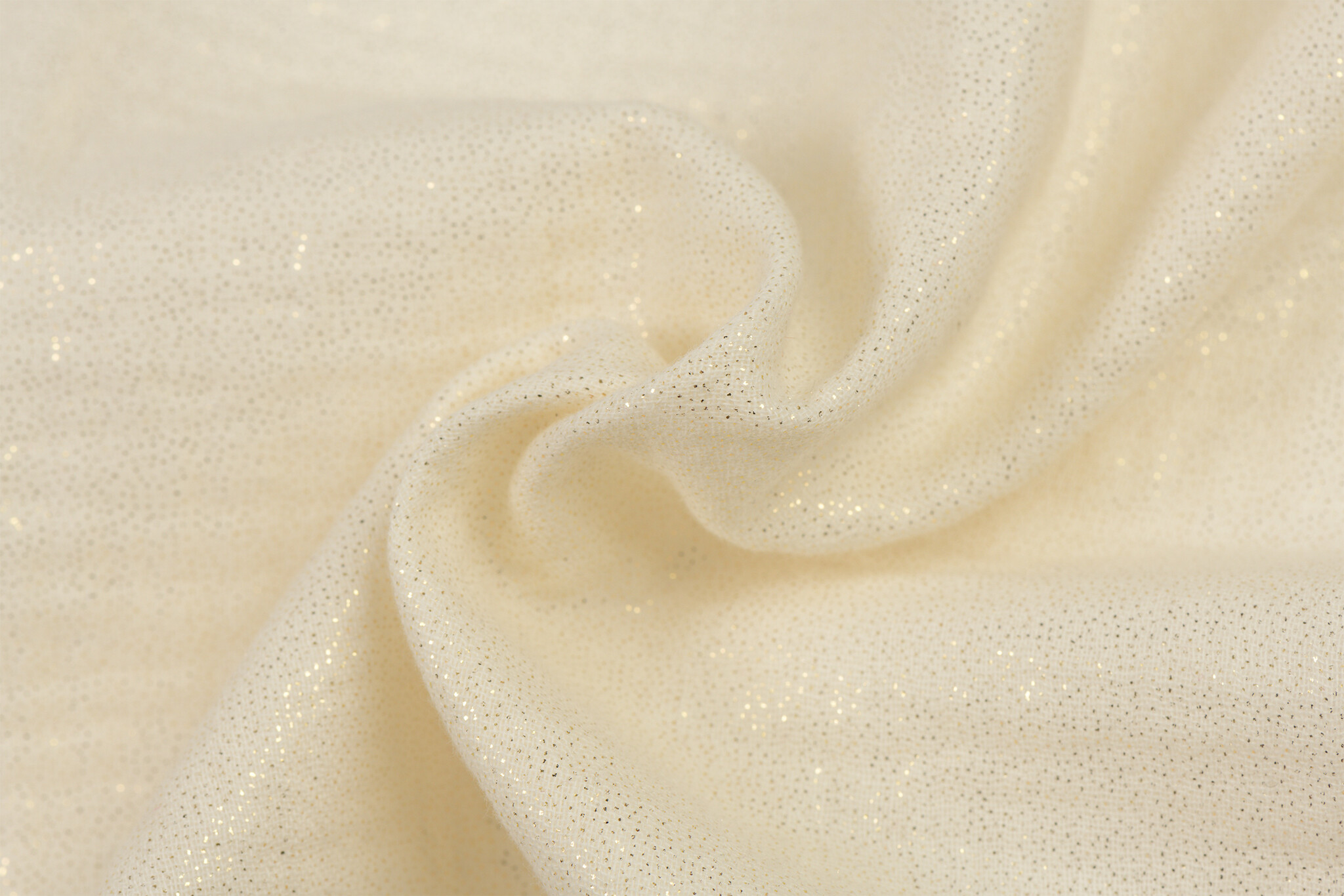 Double gauze katoen glitter ecru