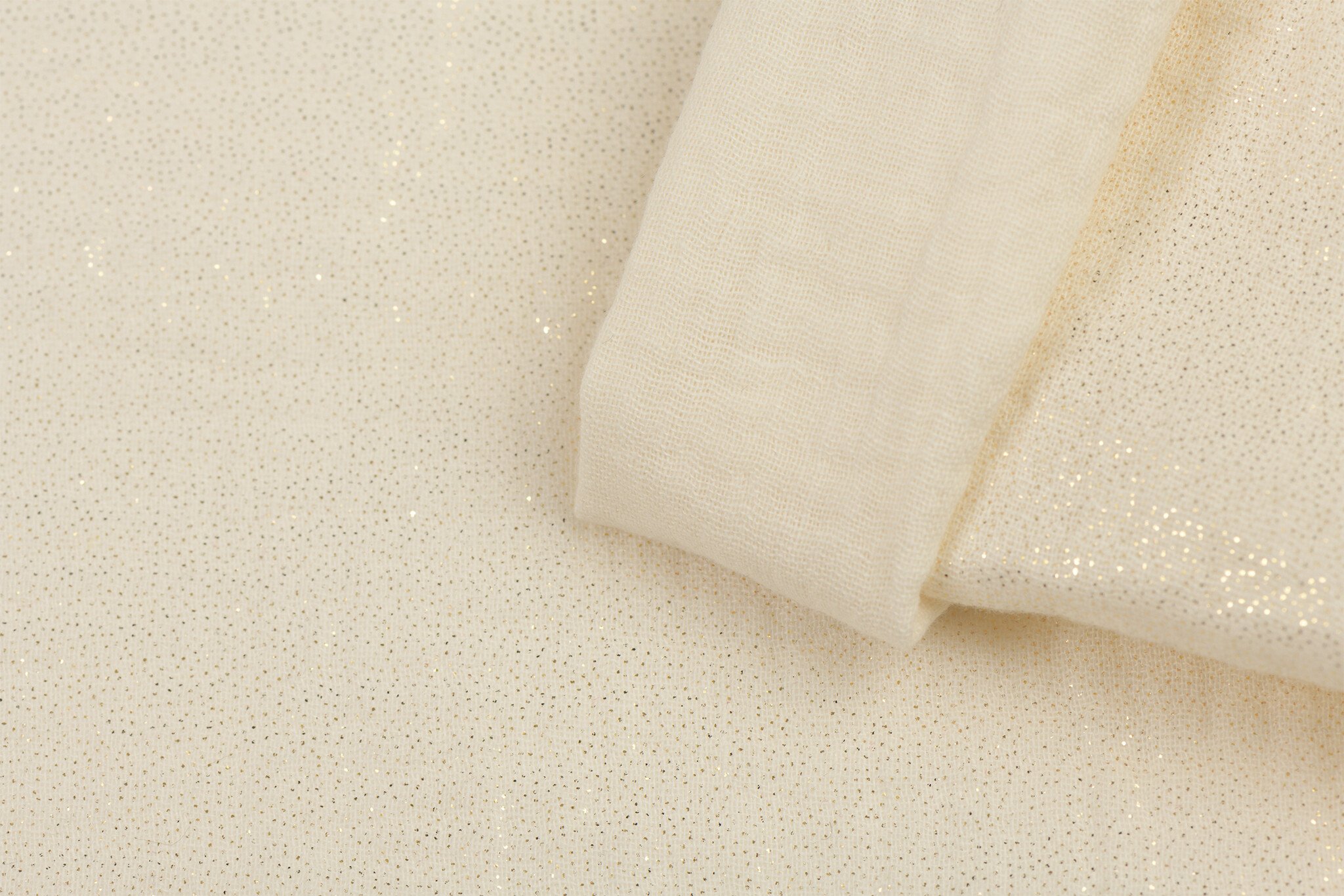 Double gauze katoen glitter ecru