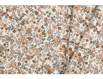 Poplin Katoen Digitale Print - Trendy Bloem Cacao