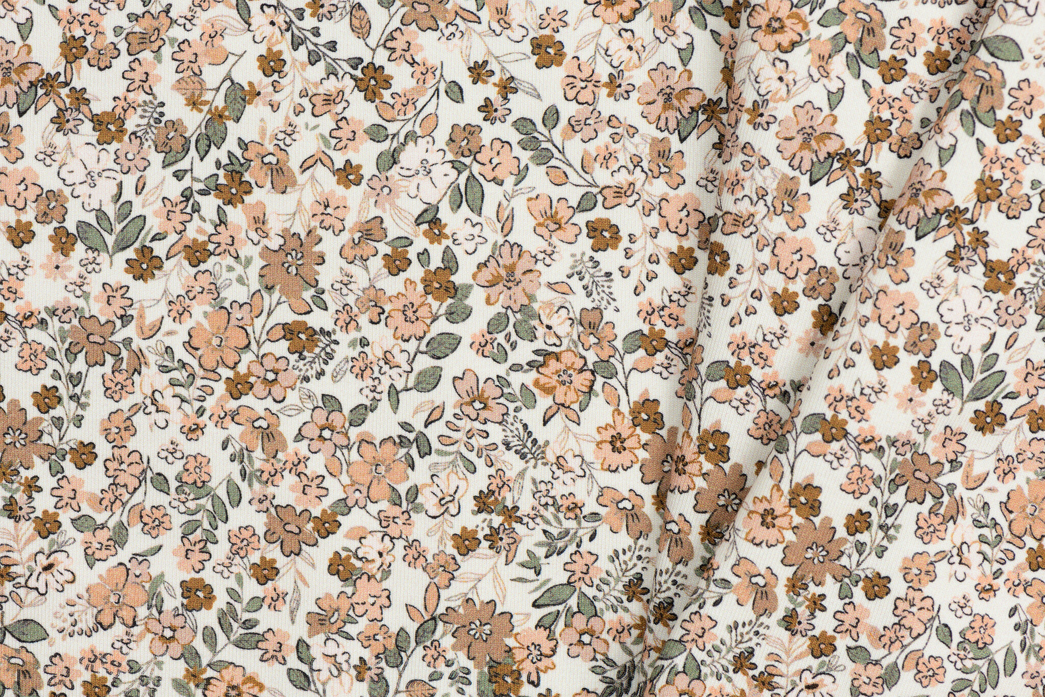 Poplin Katoen Digitale Print - Trendy Bloem Cacao