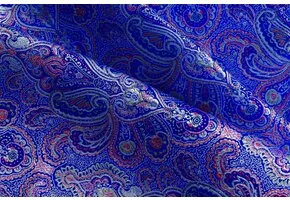 Brokaat stof fancy paisley blauw