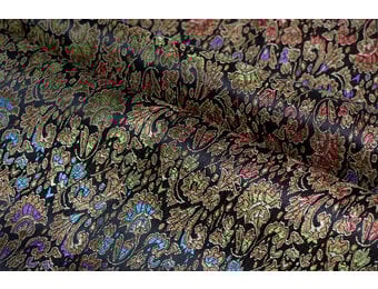 Brokaat Jacquard Stof Barok Bloemen - Zwart