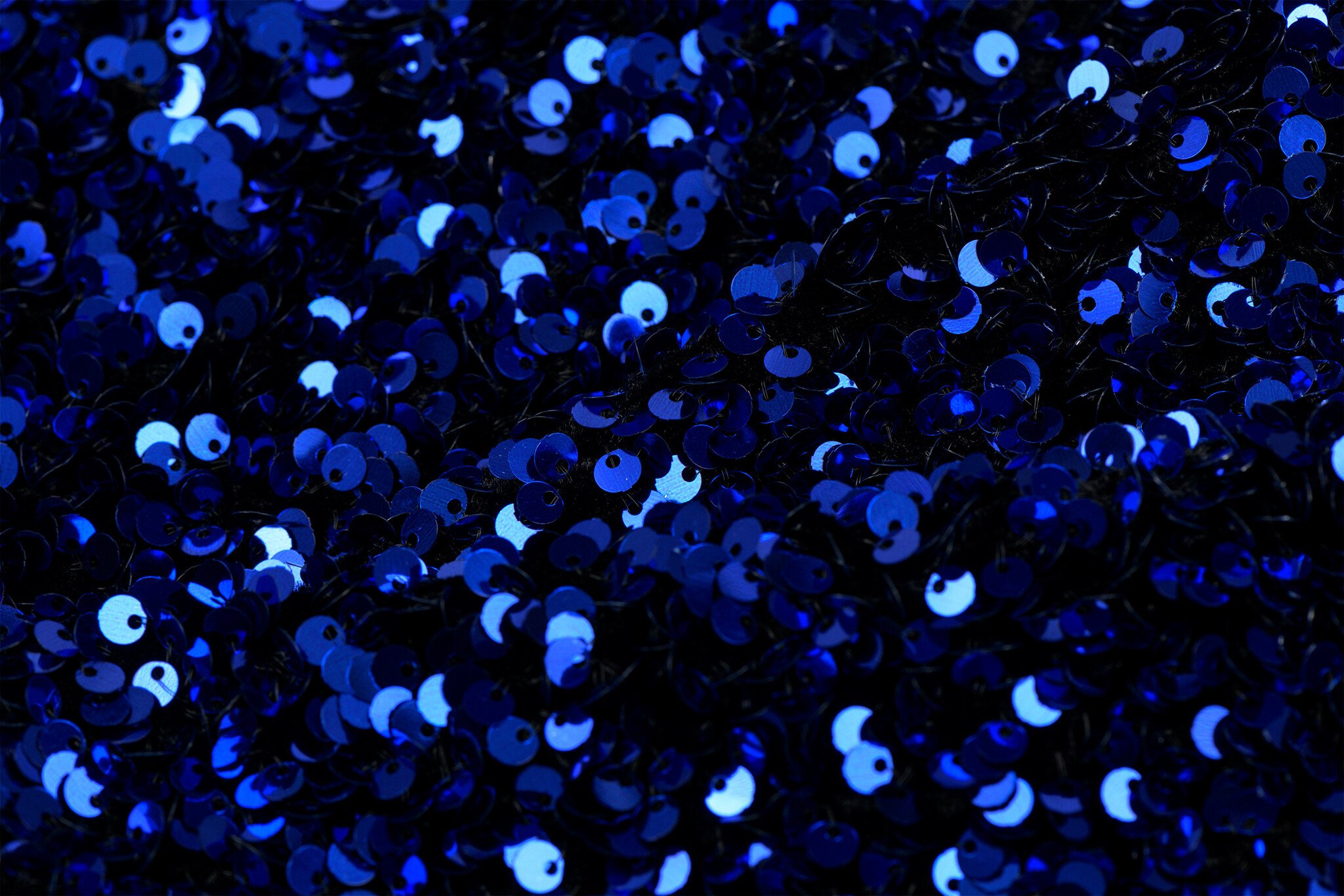 Pailletten stof blauw