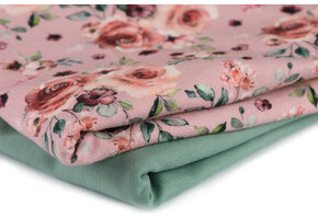 Jersey Katoen Stof Digitale Print - Romantische Rozen