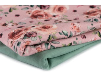 Jersey Katoen Stof Digitale Print - Romantische Rozen