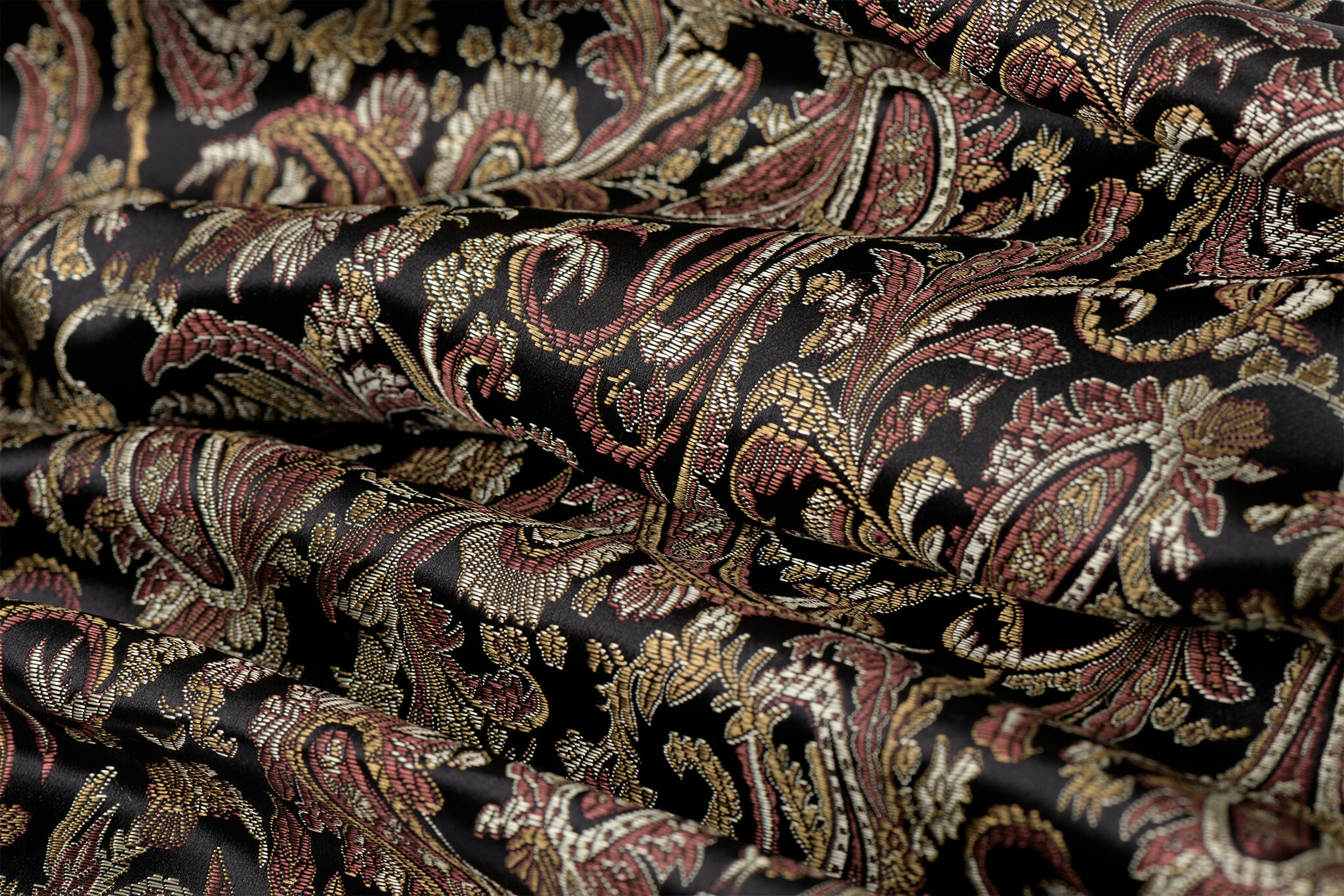 Brokaat Stof Royal Paisley Zwart