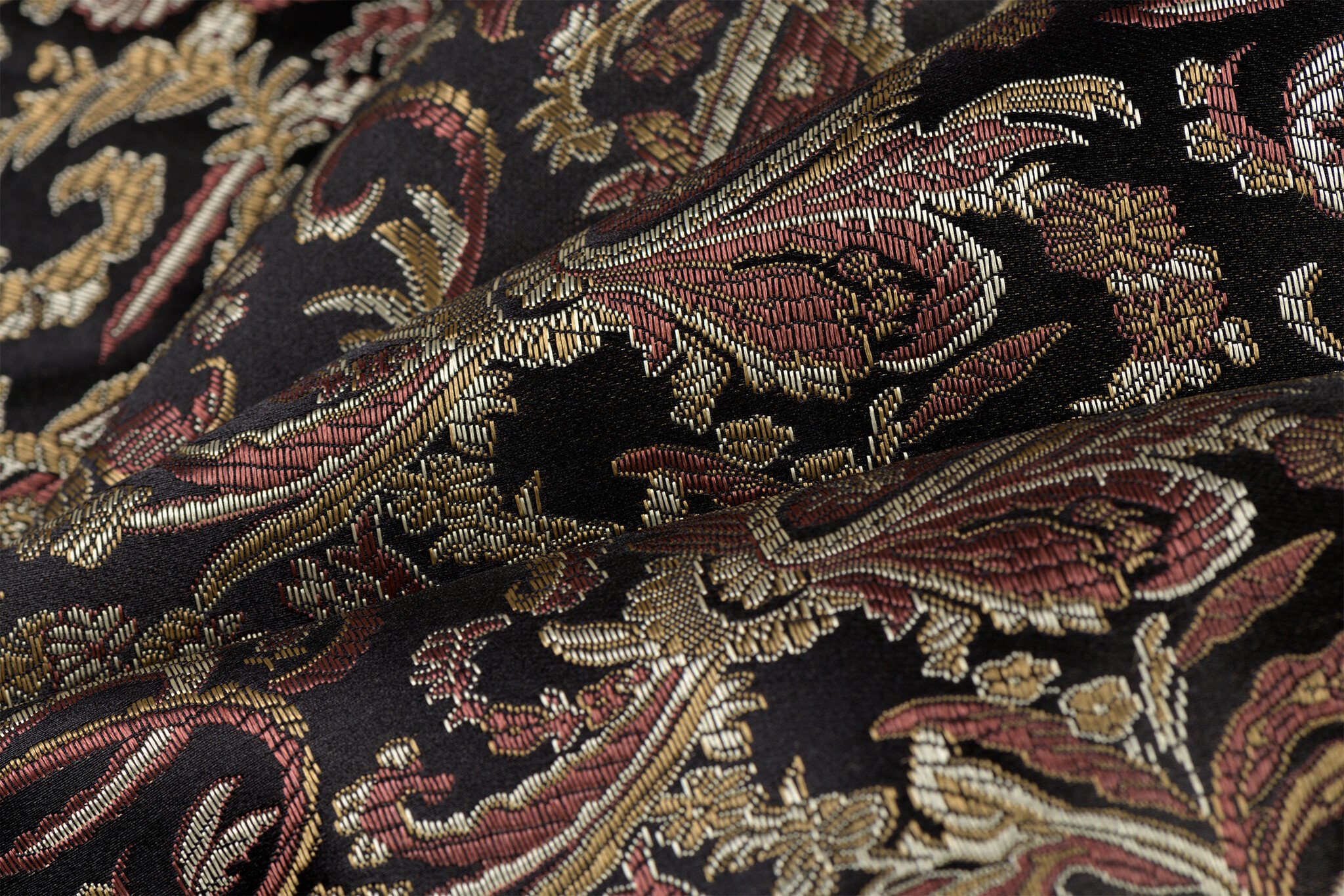 Brokaat Stof Royal Paisley Zwart