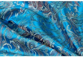 Brokaat Stof Royal Paisley Turquoise
