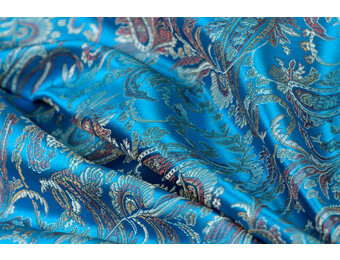 Brokaat Stof Royal Paisley Turquoise