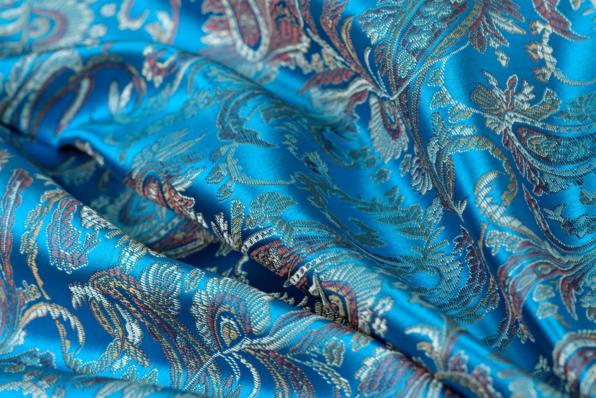 Brokaat Stof Royal Paisley Turquoise