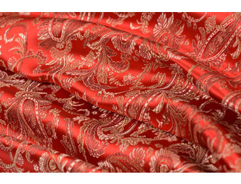 Brokaat Stof Royal Paisley Rood
