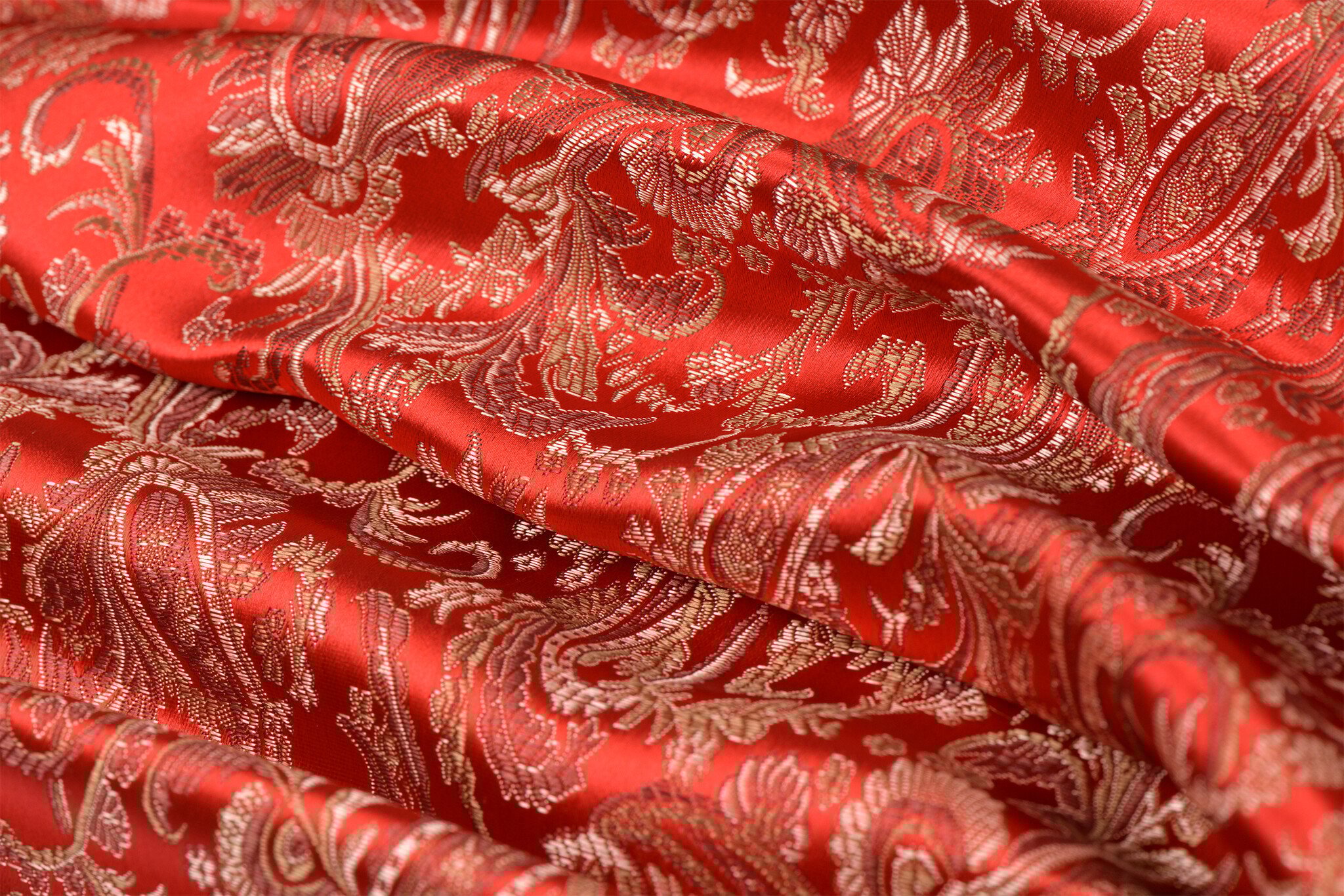 Brokaat Stof Royal Paisley Rood