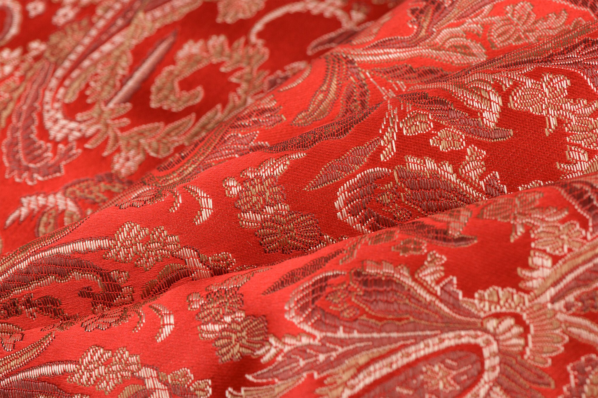 Brokaat Stof Royal Paisley Rood