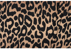 French Terry Stof Panterprint Lichtbruin