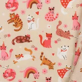Katoen Stof Cats & Co - Naturel Beige
