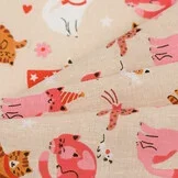 Katoen Stof Cats & Co - Naturel Beige