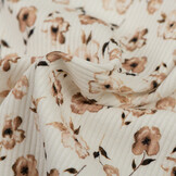 Rib Jersey Stof - Bruine Bloem