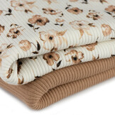 Rib Jersey Stof - Bruine Bloem