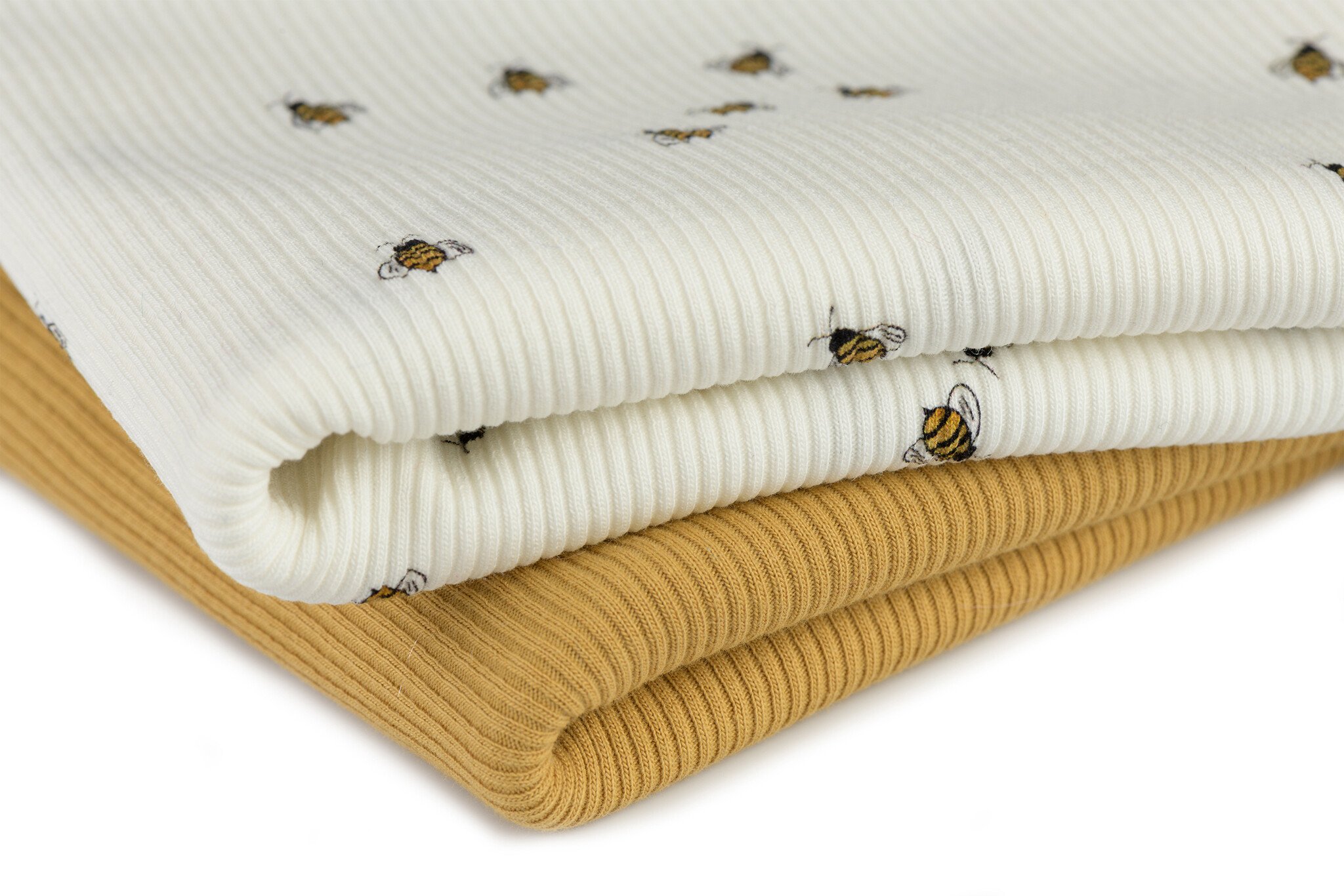 Rib Jersey Stof - Honingbijen