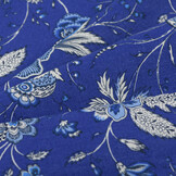 Katoen Stof Pangi Print - Koningsblauw Bloemen