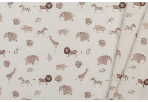 Poplin Katoen Digitale Print - Safari Ecru Beige