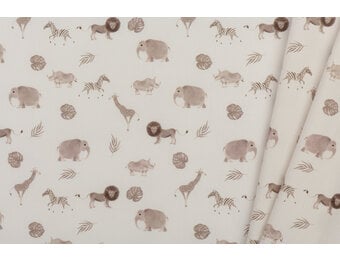Poplin Katoen Digitale Print - Safari Ecru Beige