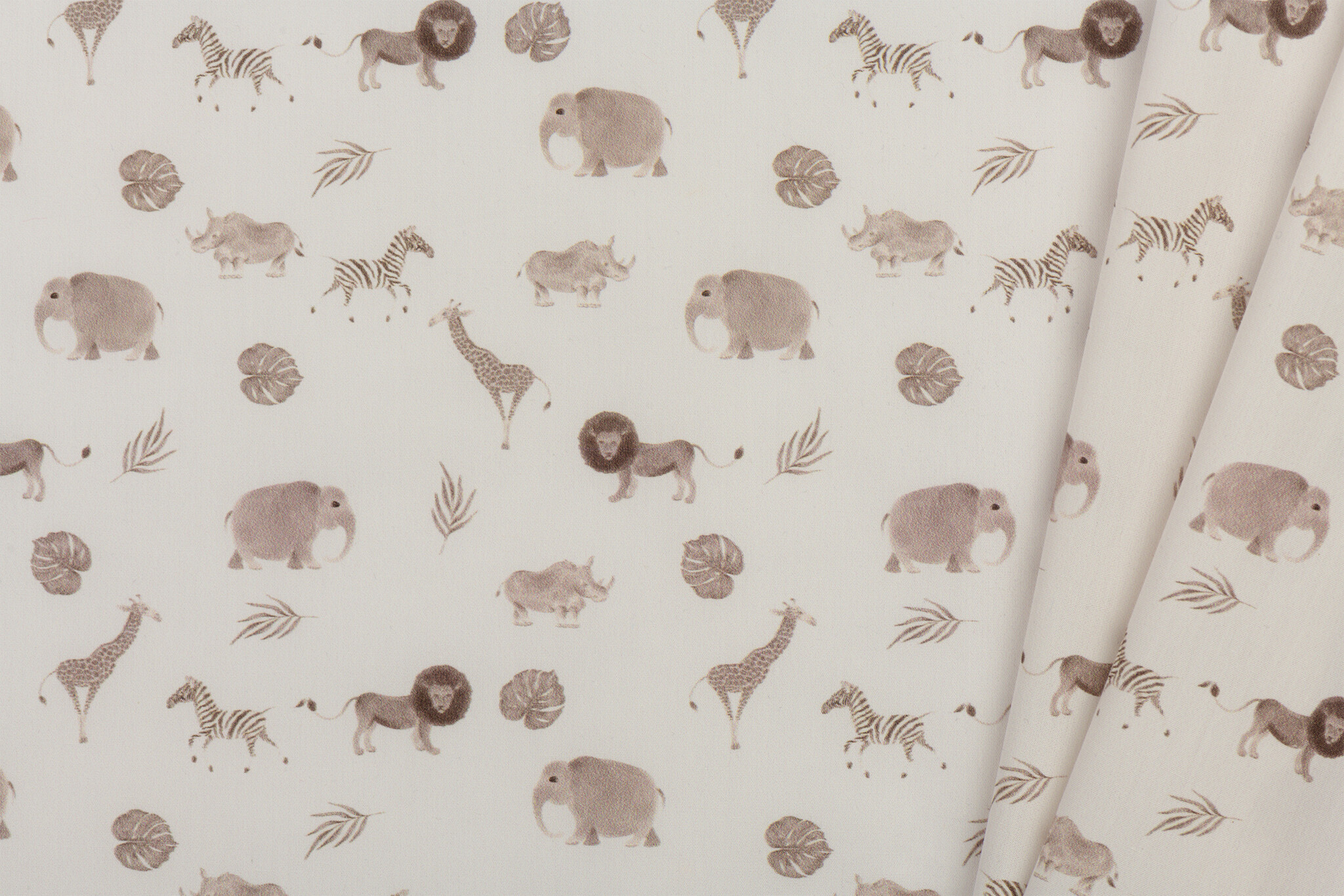 Poplin Katoen Digitale Print - Safari Ecru Beige