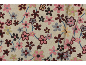 Gobelin Stof Fleurige Bloemen - Naturel