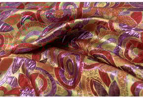 Brokaat Bloem Multicolor Lime, Rood en Paars