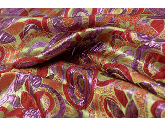 Brokaat Bloem Multicolor Lime, Rood en Paars