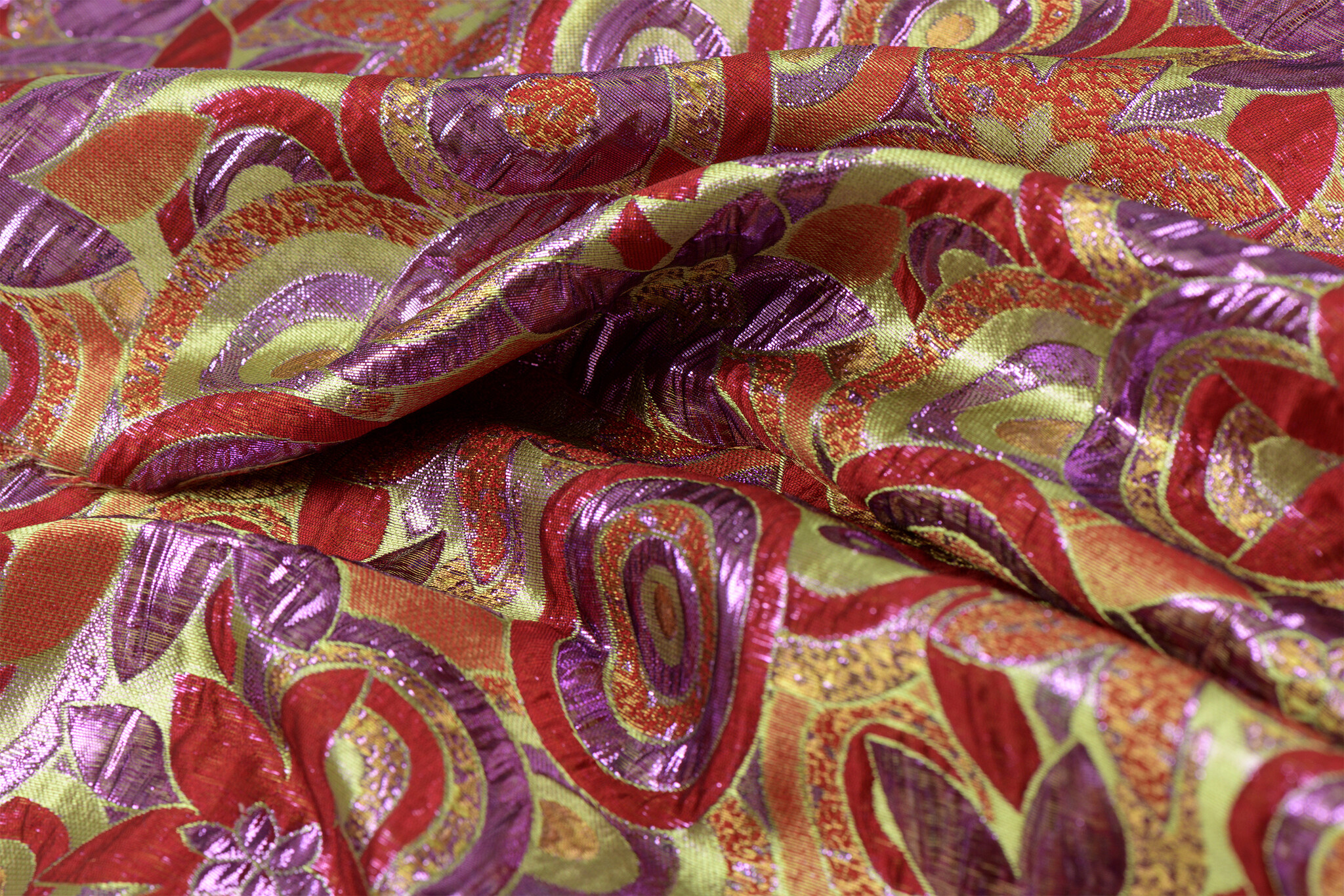 Brokaat Bloem Multicolor Lime, Rood en Paars