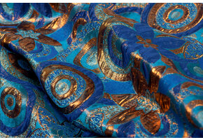 Brokaat Bloem Multicolor Kobalt , Blauw en Brons