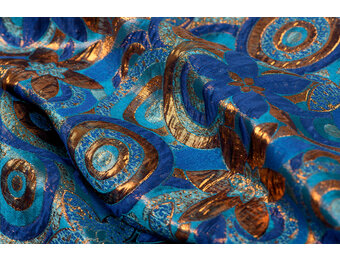 Brokaat Bloem Multicolor Kobalt , Blauw en Brons