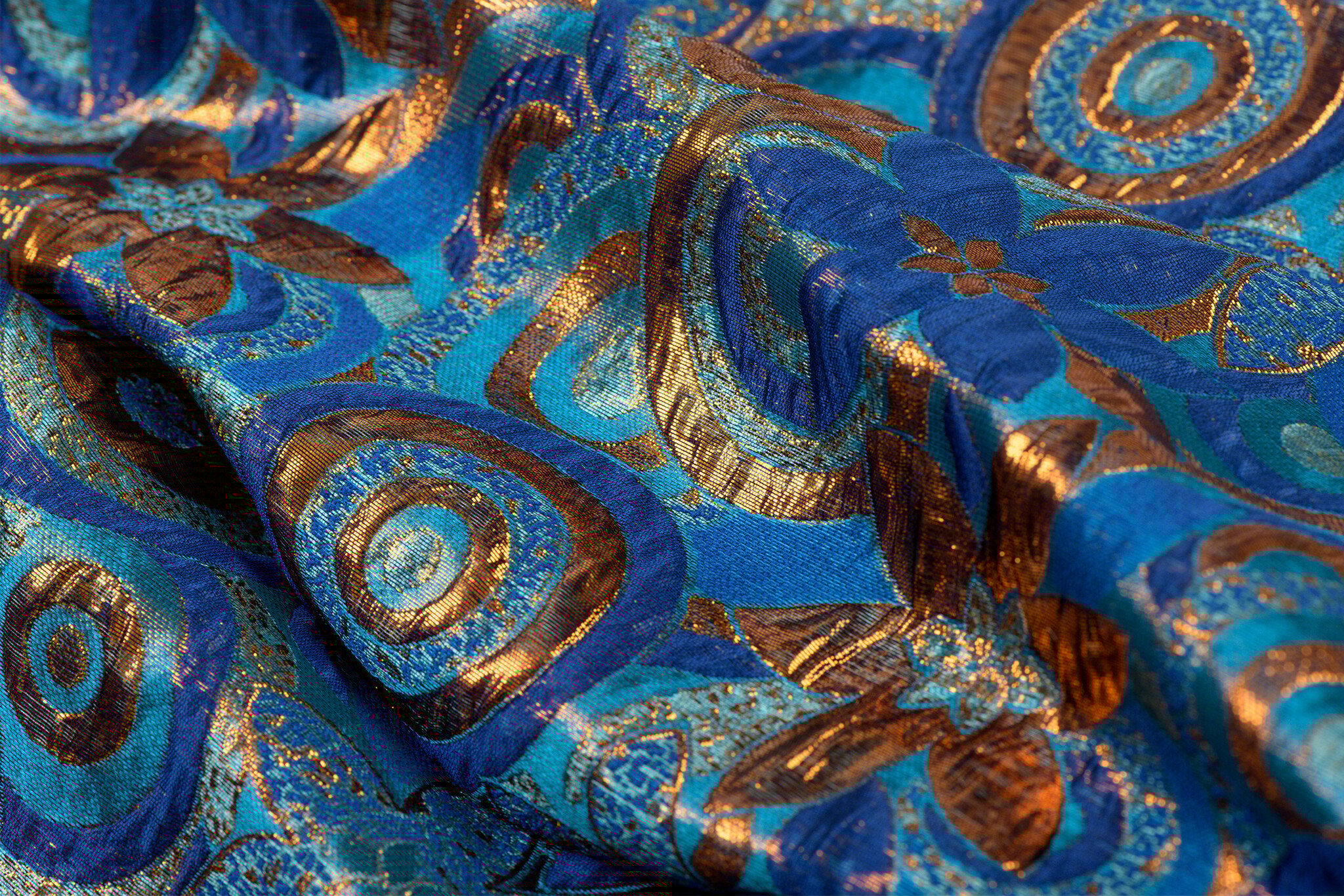 Brokaat Bloem Multicolor Kobalt , Blauw en Brons