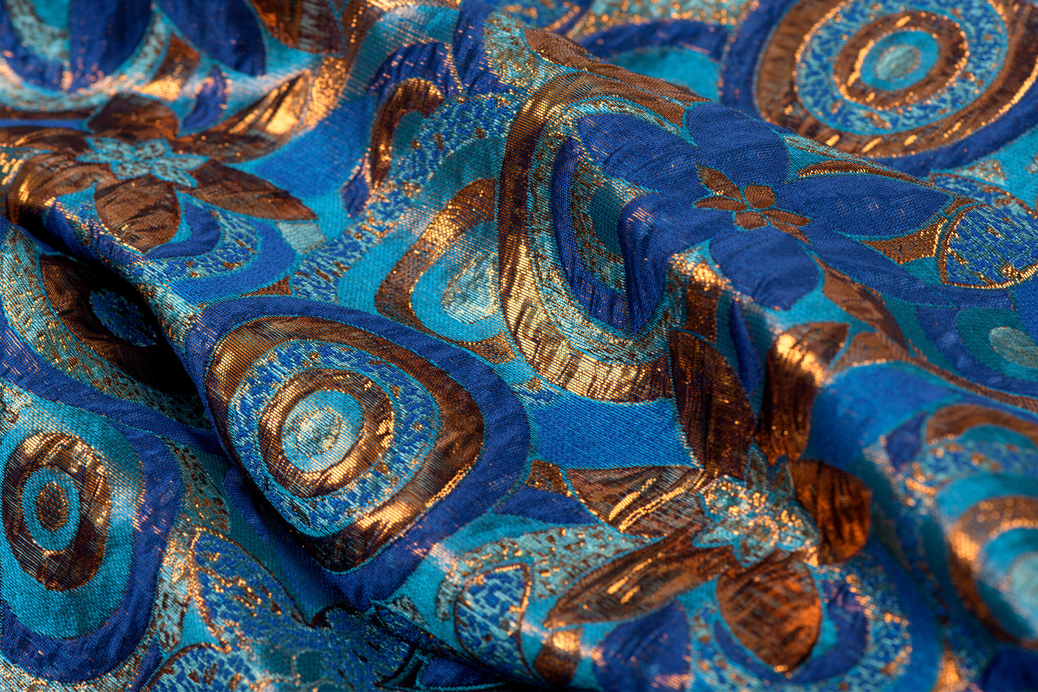 Brokaat Bloem Multicolor Kobalt , Blauw en Brons