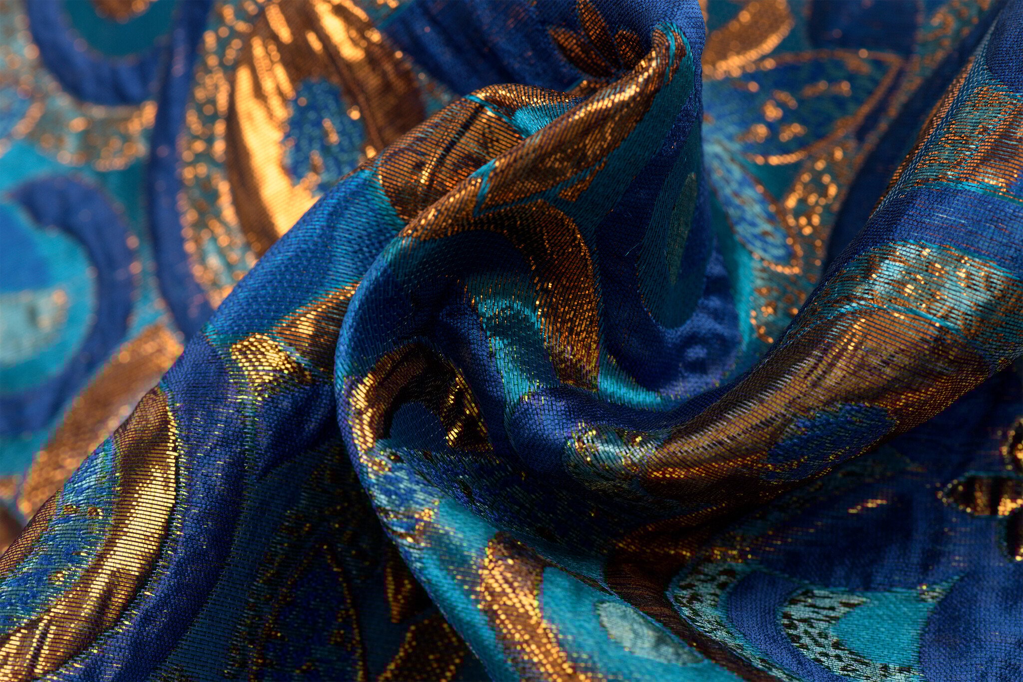 Brokaat Bloem Multicolor Kobalt , Blauw en Brons