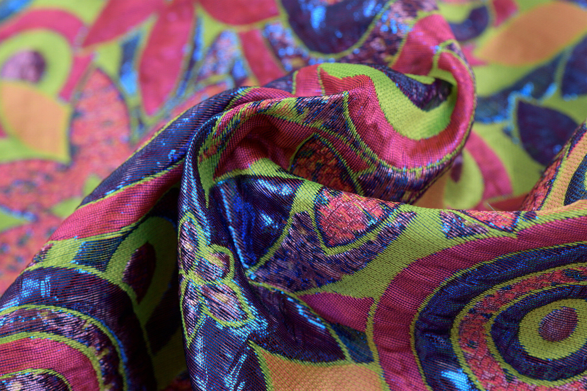 Brokaat Bloem Multicolor Lime, Fuchsia, Oranje en Paars