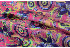 Brokaat Bloem Multicolor Lime, Fuchsia, Oranje en Paars