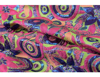 Brokaat Bloem Multicolor Lime, Fuchsia, Oranje en Paars