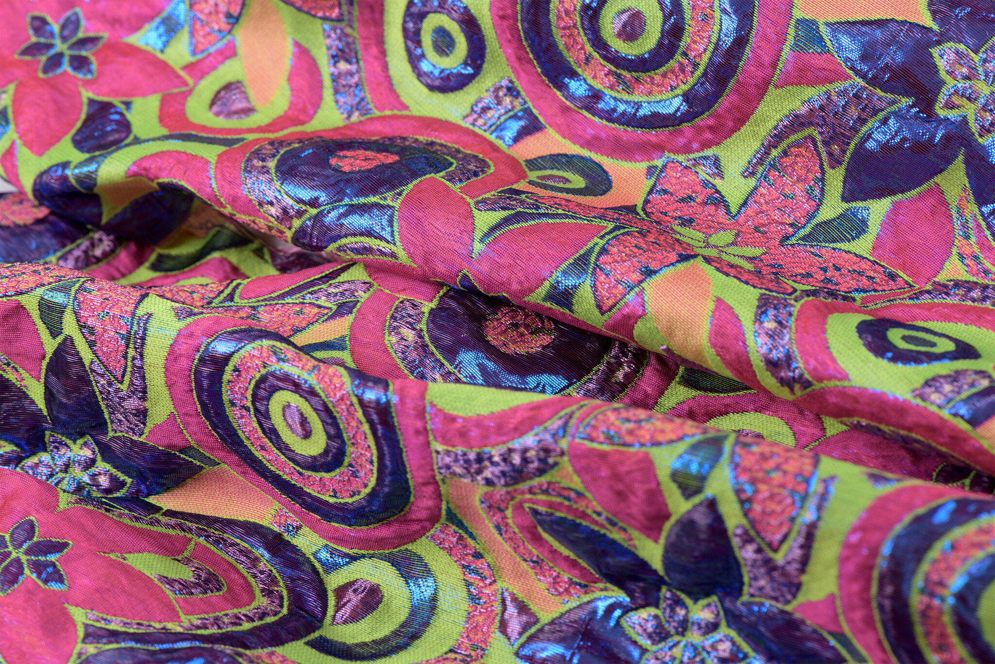 Brokaat Bloem Multicolor Lime, Fuchsia, Oranje en Paars