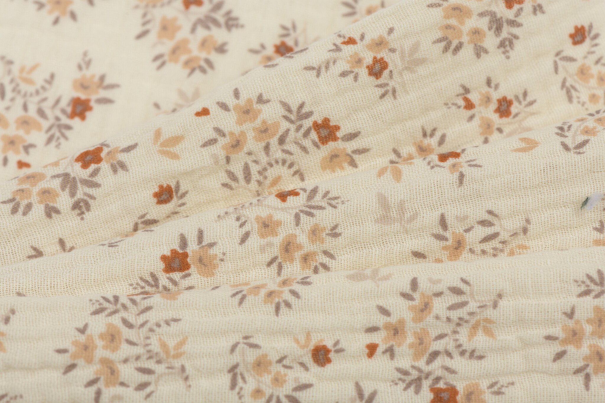 Hydrofiel Katoen Stof Bloemenveld - New Ecru
