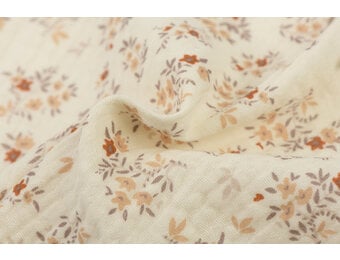 Hydrofiel Katoen Stof Bloemenveld - New Ecru