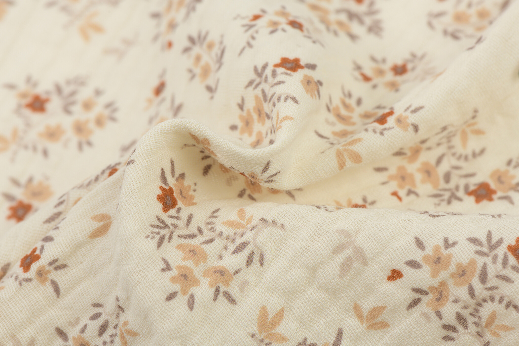 Hydrofiel Katoen Stof Bloemenveld - New Ecru