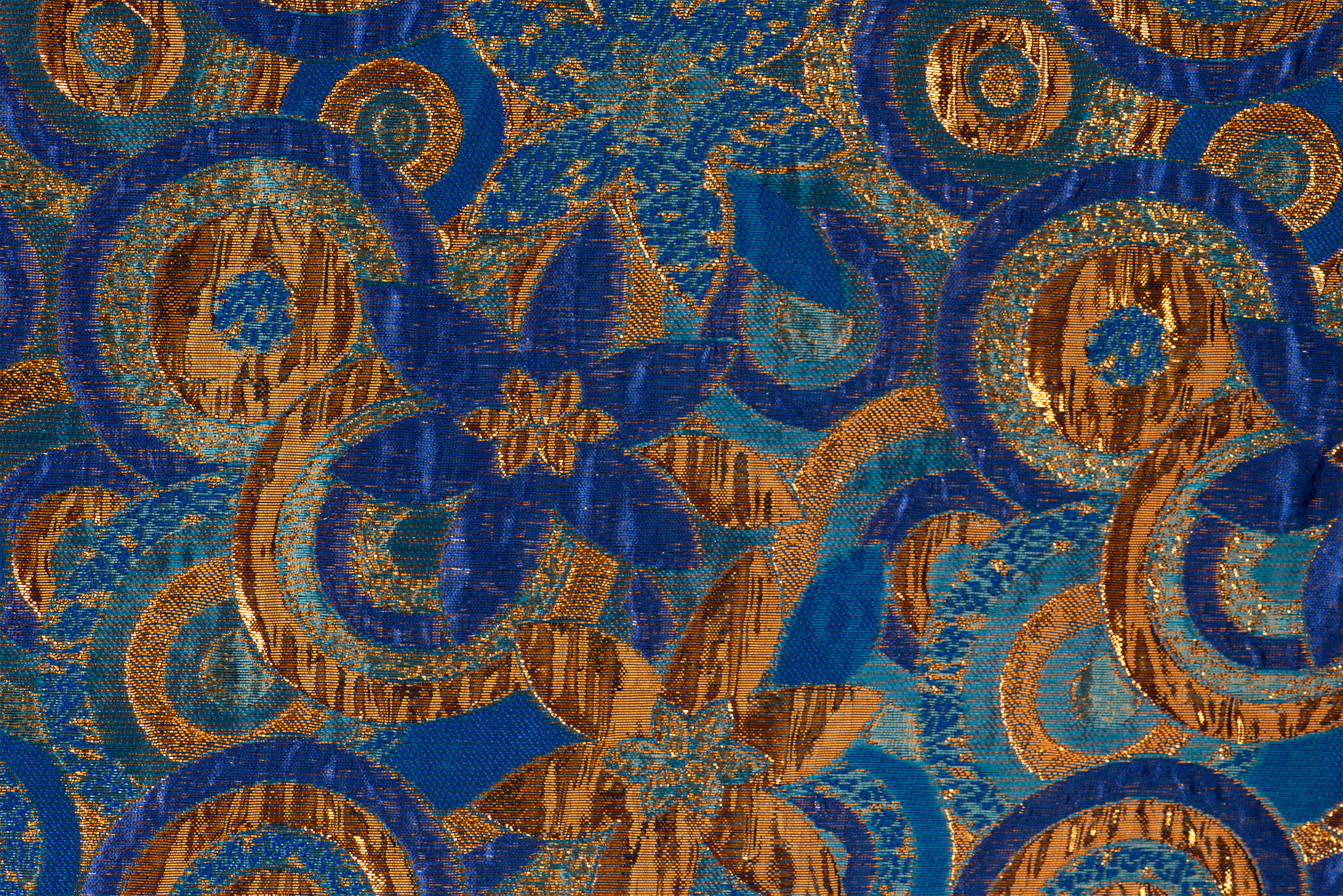 Brokaat Bloem Multicolor Kobalt , Blauw en Brons