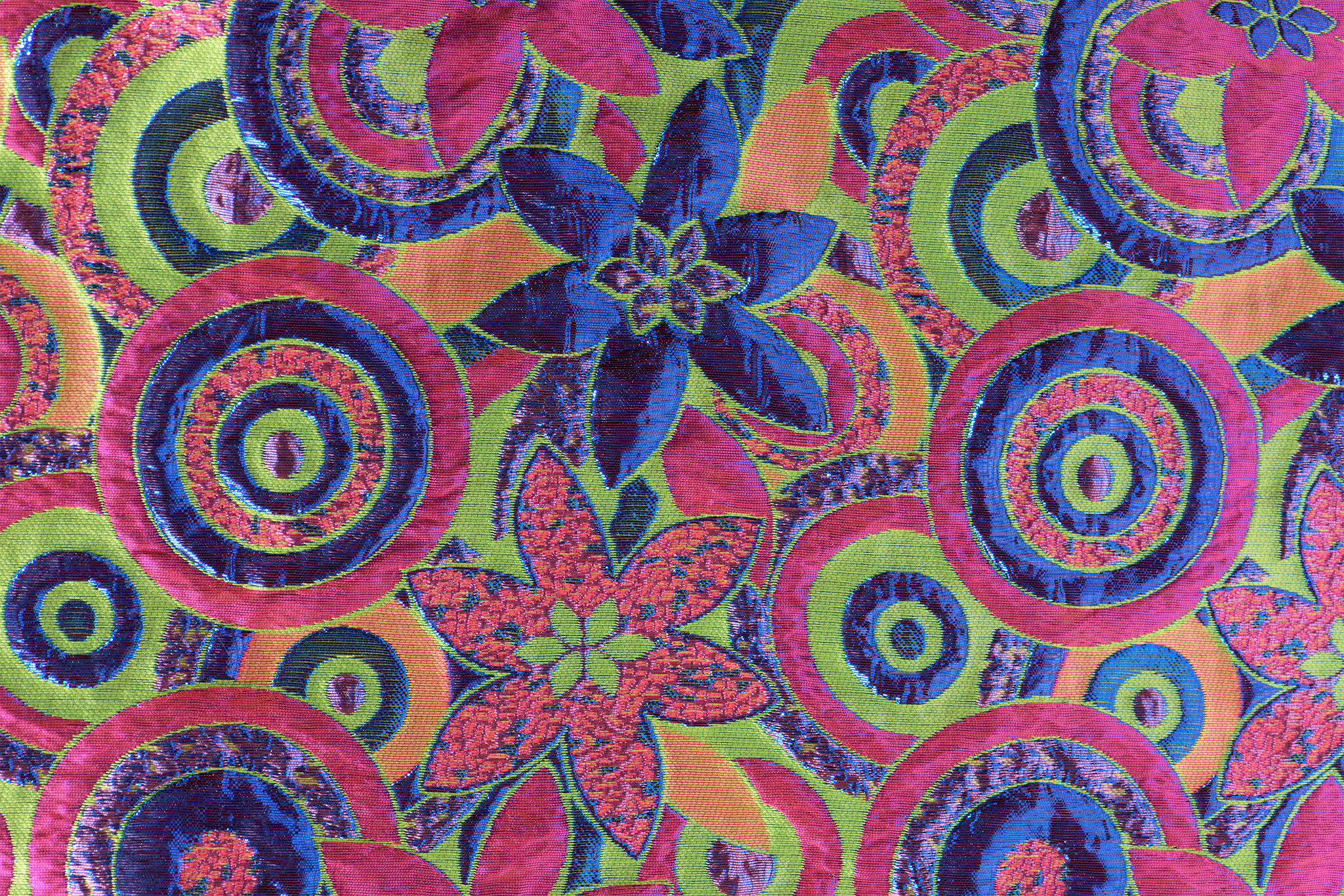 Brokaat Bloem Multicolor Lime, Fuchsia, Oranje en Paars