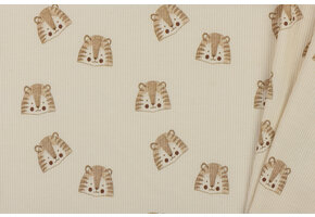 Rib Jersey Stof - Schets Leeuwen Beige