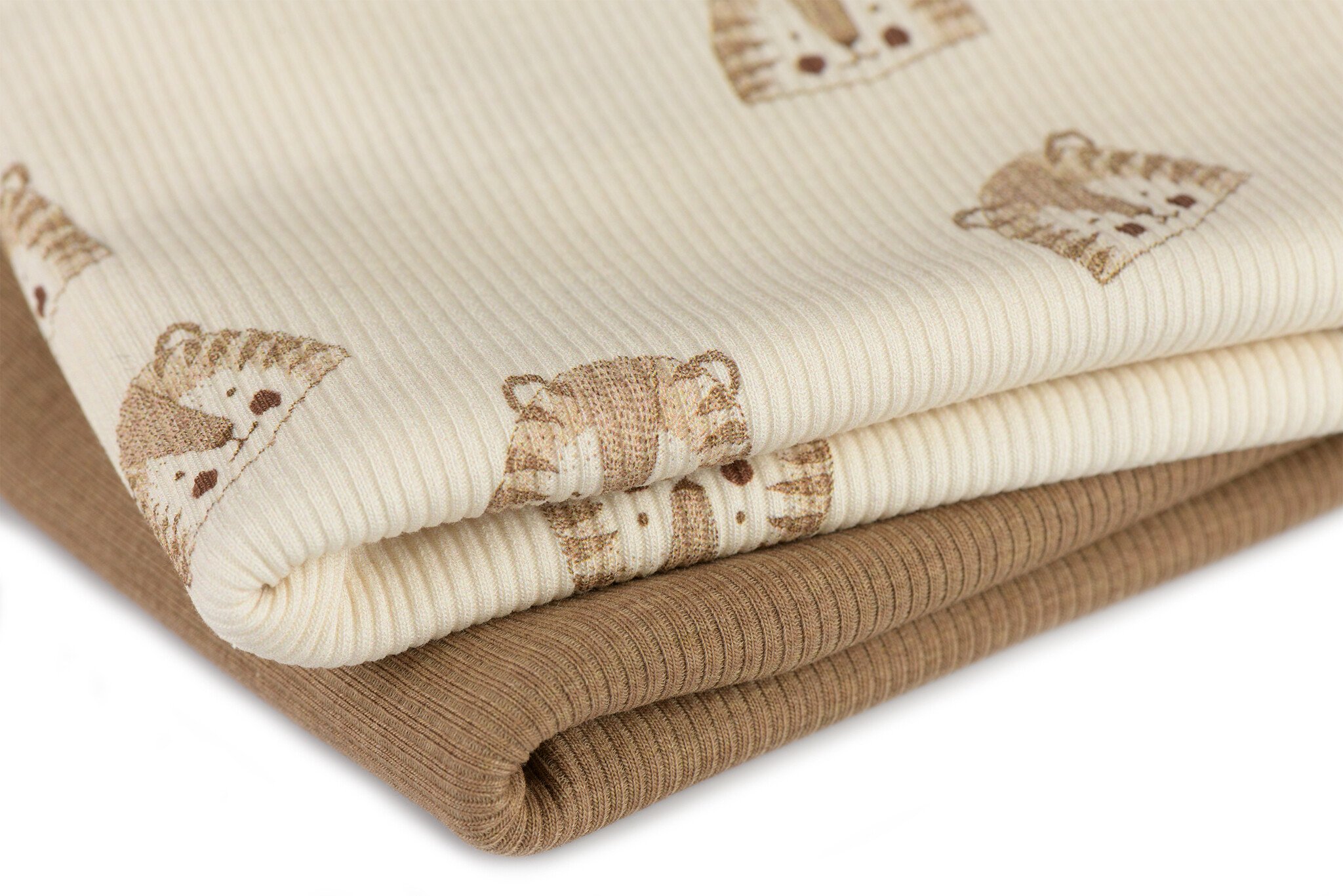 Rib Jersey Stof - Schets Leeuwen Beige
