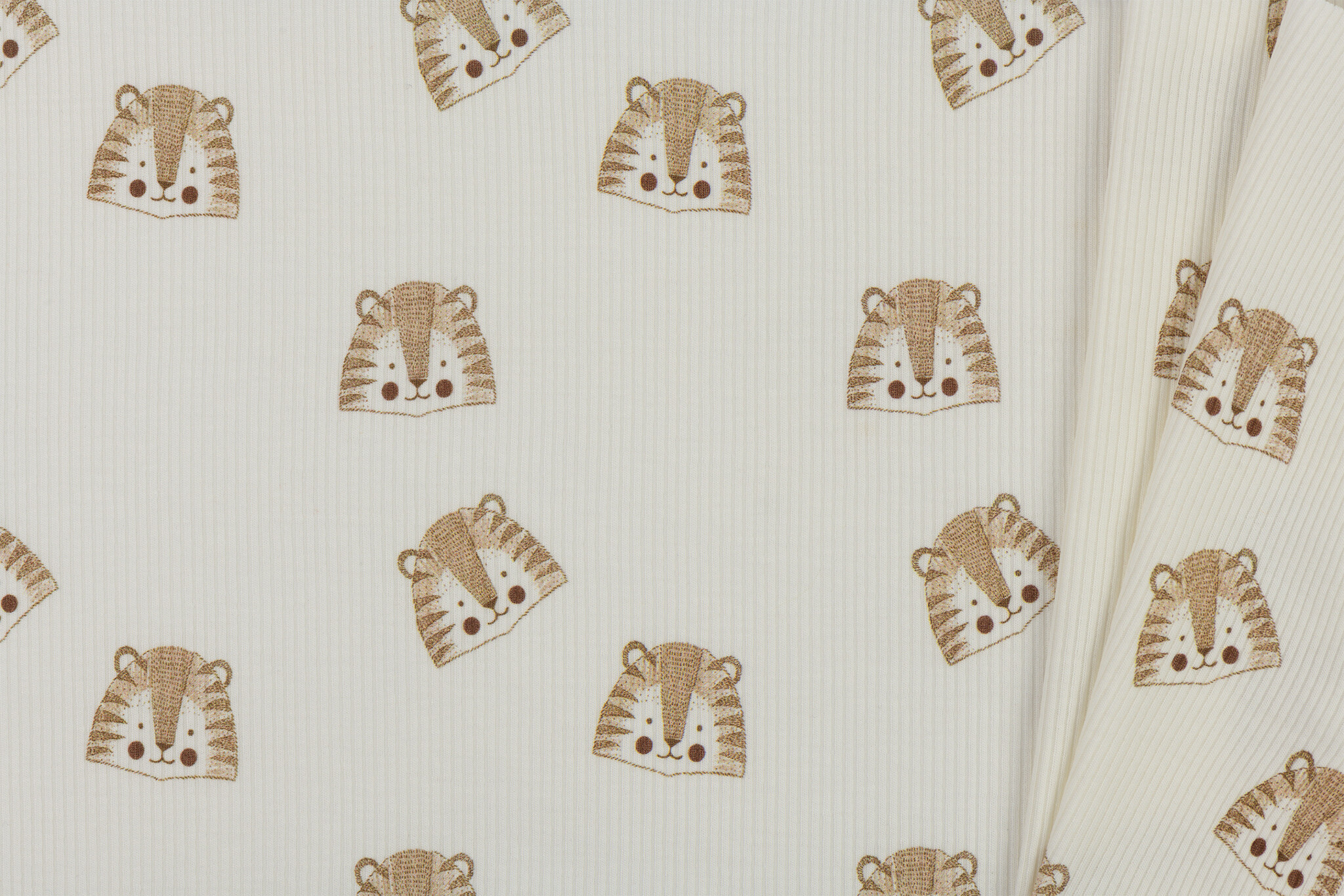 Rib Jersey Stof - Schets Leeuwen Ecru