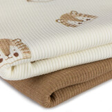 Rib Jersey Stof - Schets Leeuwen Ecru